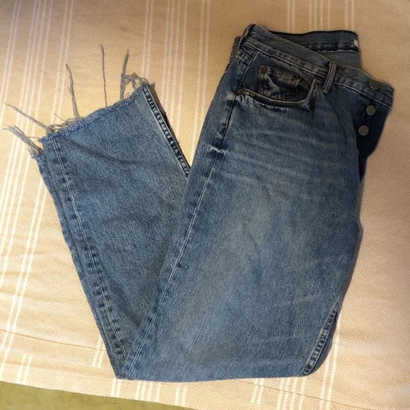 GRLFRND high rise raw denim distressed jeans - Picture 3 of 6